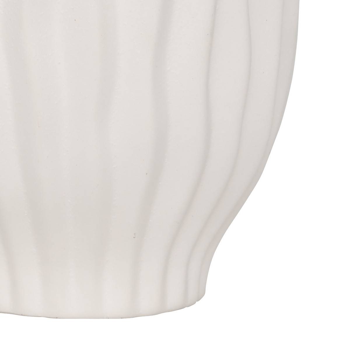 Vase haut strié en céramique texturée Blanc mat D. 15 x H. 22 cm - Image 3