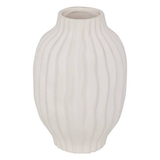 Atmosphera - Vase strié "Fernan" céramique blanc H22cm - Atmosphera Créateur d'intérieur - Image 2