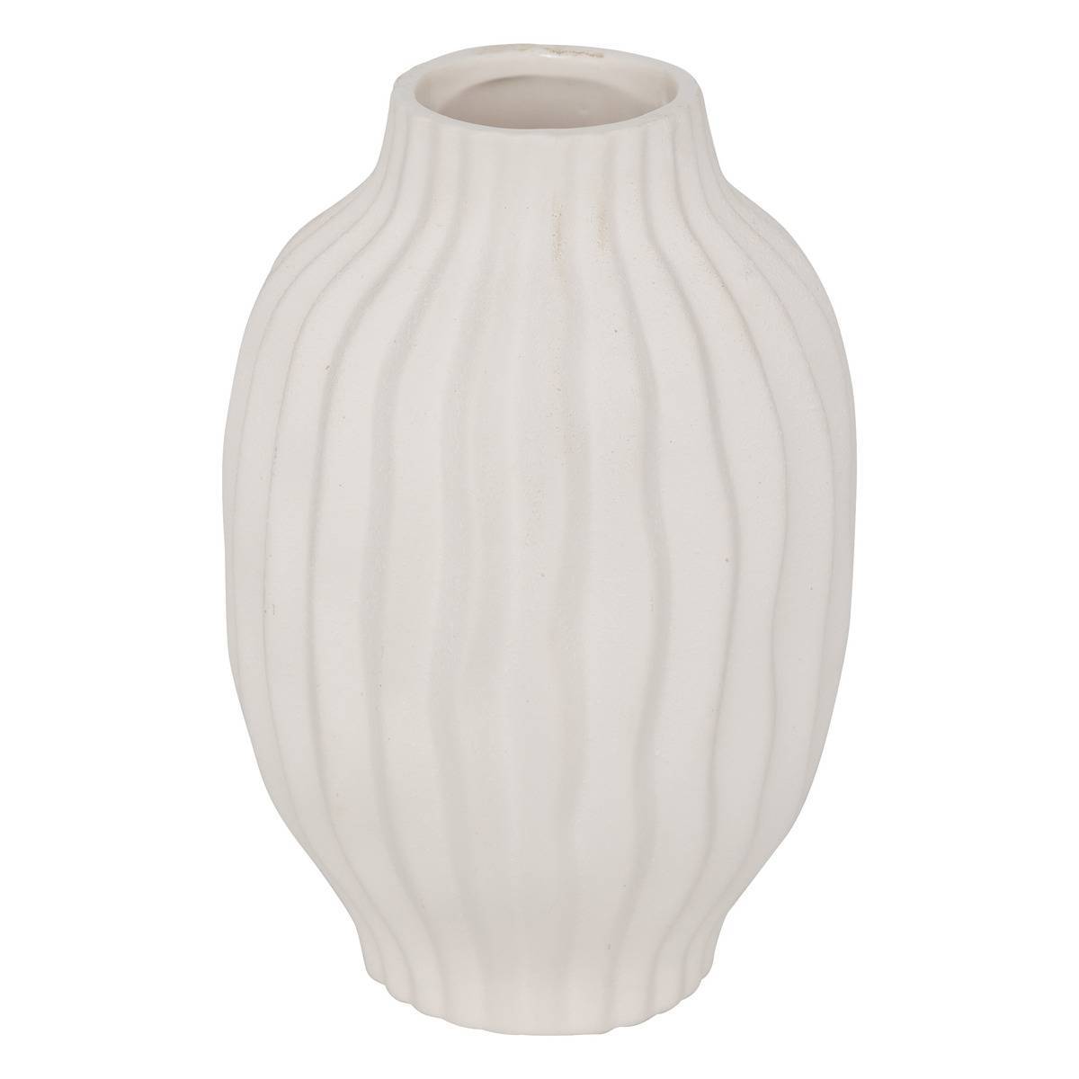 Atmosphera - Vase strié "Fernan" céramique blanc H22cm - Atmosphera Créateur d'intérieur - Image 2
