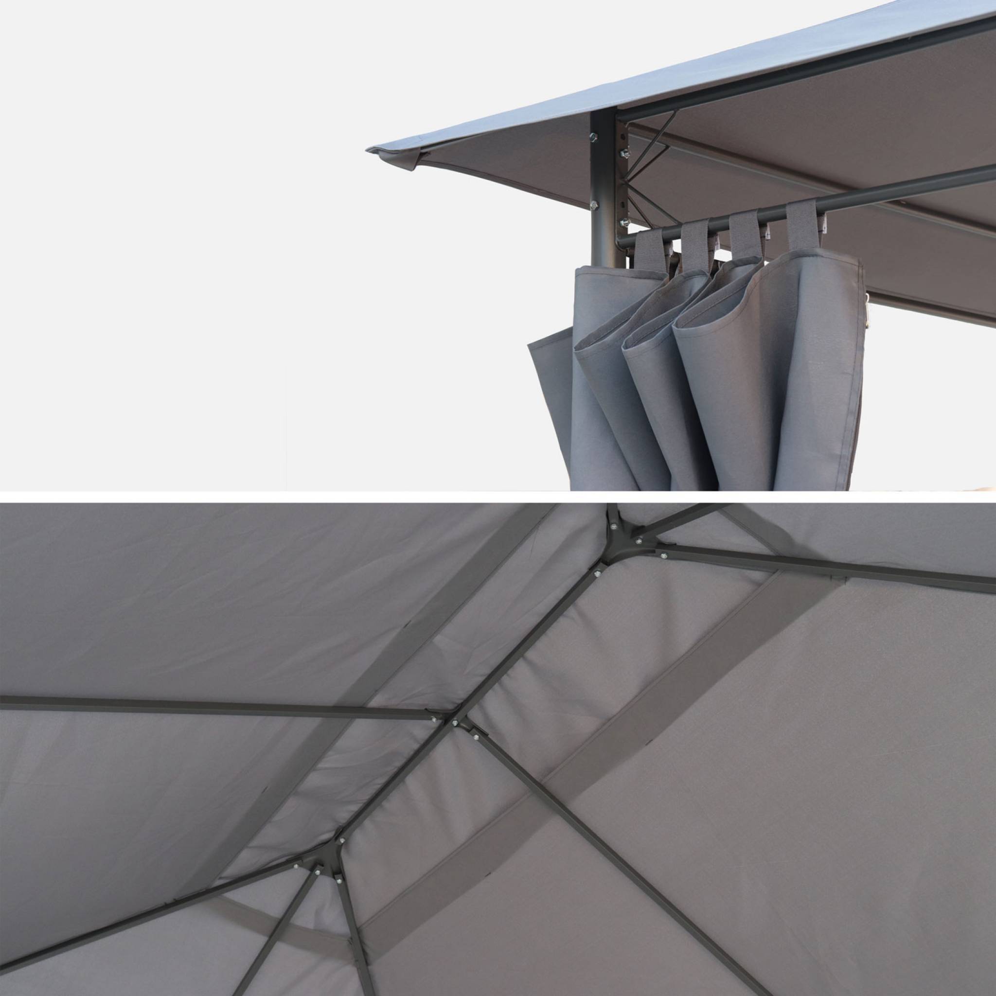 Toile de toit grise pour tonnelle 3x4m Divio - toile de rechange pergola. toile de remplacement | sweeek - Image 2