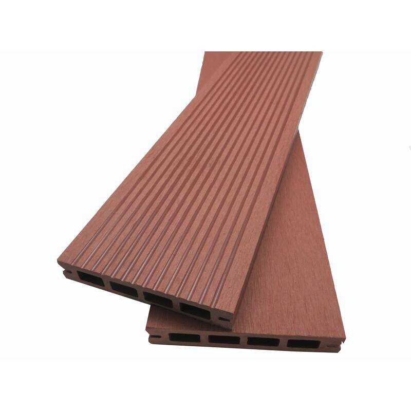 Lame terrasse bois composite alvéolaire Prima - L 220 cm / l 12 cm / ep 19 mm - Brun rouge