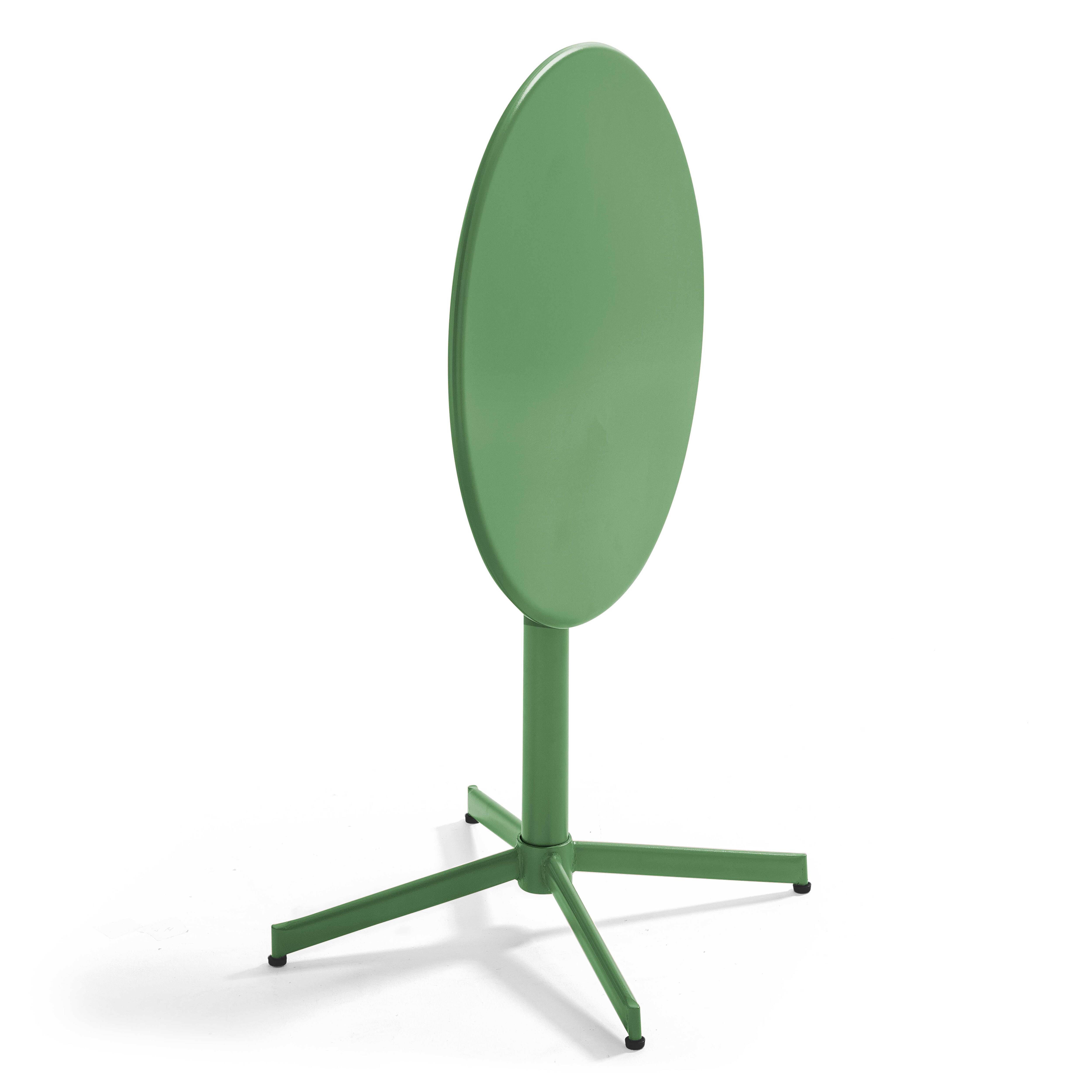 Oviala - Ensemble table de jardin ronde et 4 chaises vert cactus Palavas - Oviala - Imagen 4