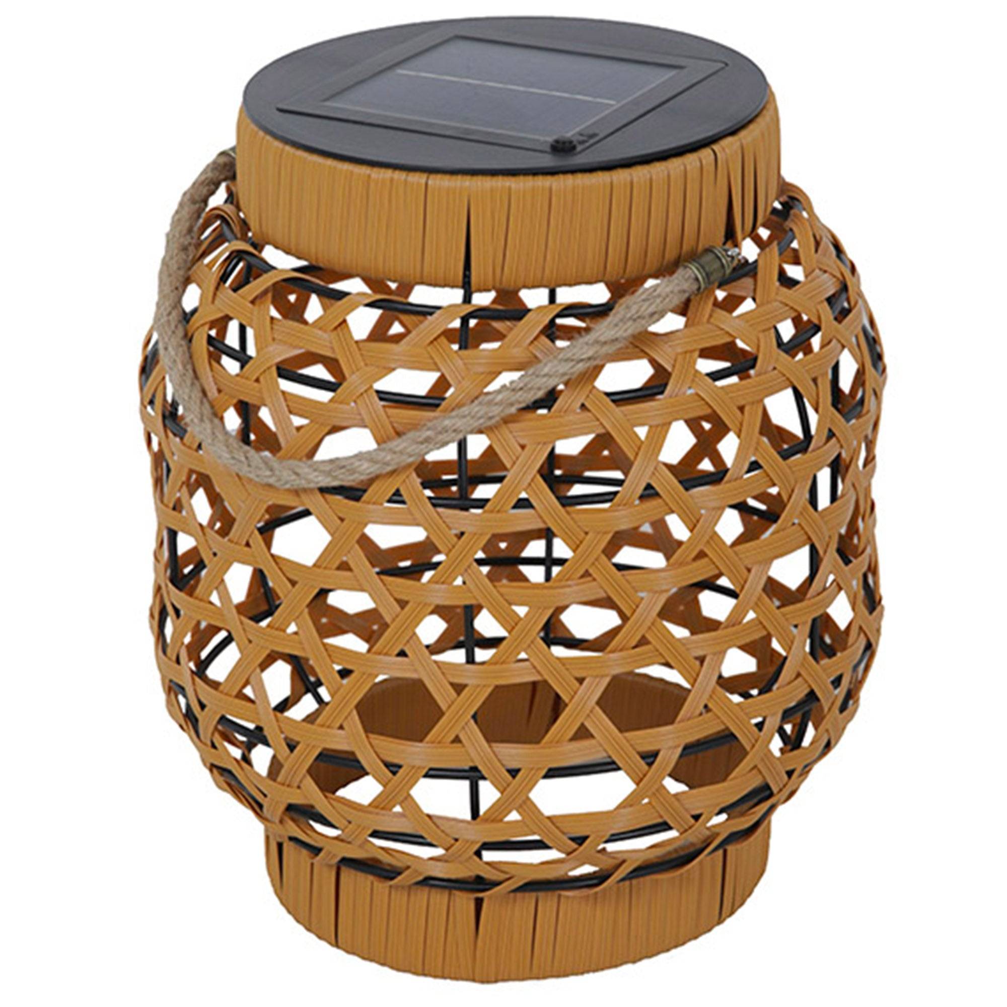 Lumisky - Lanterne solaire décorative CAPRI Beige Poly rotin H32cm - Imagen 1