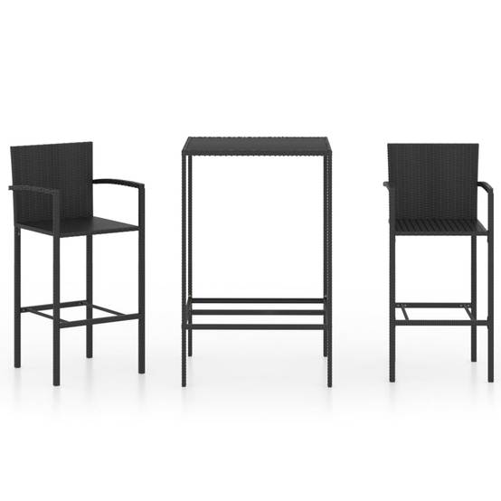 Helloshop26 - Ensemble de bar de jardin 3 pièces résine tressée noir - Imagen 1