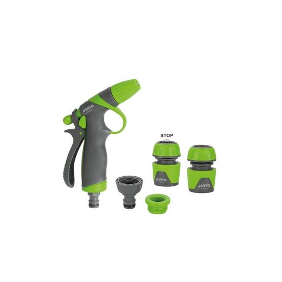 Kit pistolet d'arrosage réglable avec poignée en caoutchouc Raccord 5/8" - 15 mm VITO - Image 2