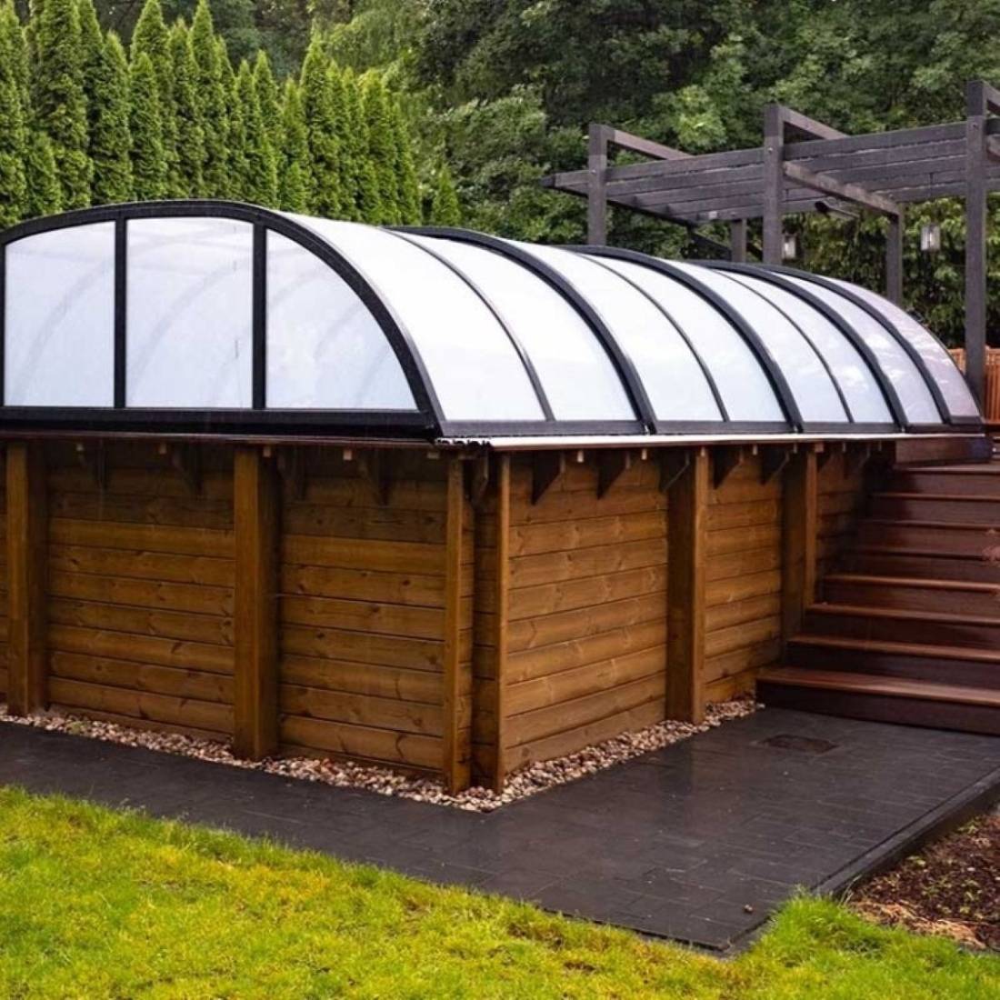Altanka - Abri de piscine Horizon - 7.03x3.36 m - polycarbonate alvéolaire 8 mm - pour piscine BAS7307 - ECO307 - ALTANKA - Imagen 6