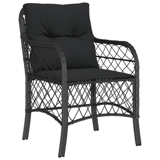 Petit Salon de Jardin 2 Personnes en Résine Tressée Noire Coussins Noirs – ComfortXL Outdoor Living - Image 3