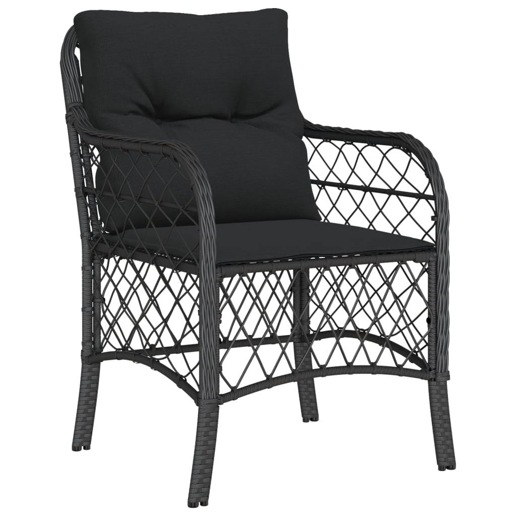 Petit Salon de Jardin 2 Personnes en Résine Tressée Noire Coussins Noirs – ComfortXL Outdoor Living - Image 3
