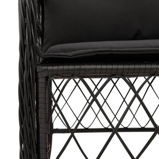 Petit Salon de Jardin 2 Personnes en Résine Tressée Noire Coussins Noirs – ComfortXL Outdoor Living - Image 5