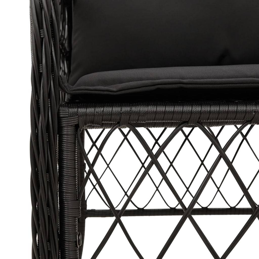 Petit Salon de Jardin 2 Personnes en Résine Tressée Noire Coussins Noirs – ComfortXL Outdoor Living - Image 5