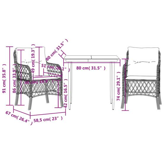 Petit Salon de Jardin 2 Personnes en Résine Tressée Noire Coussins Noirs – ComfortXL Outdoor Living - Image 7