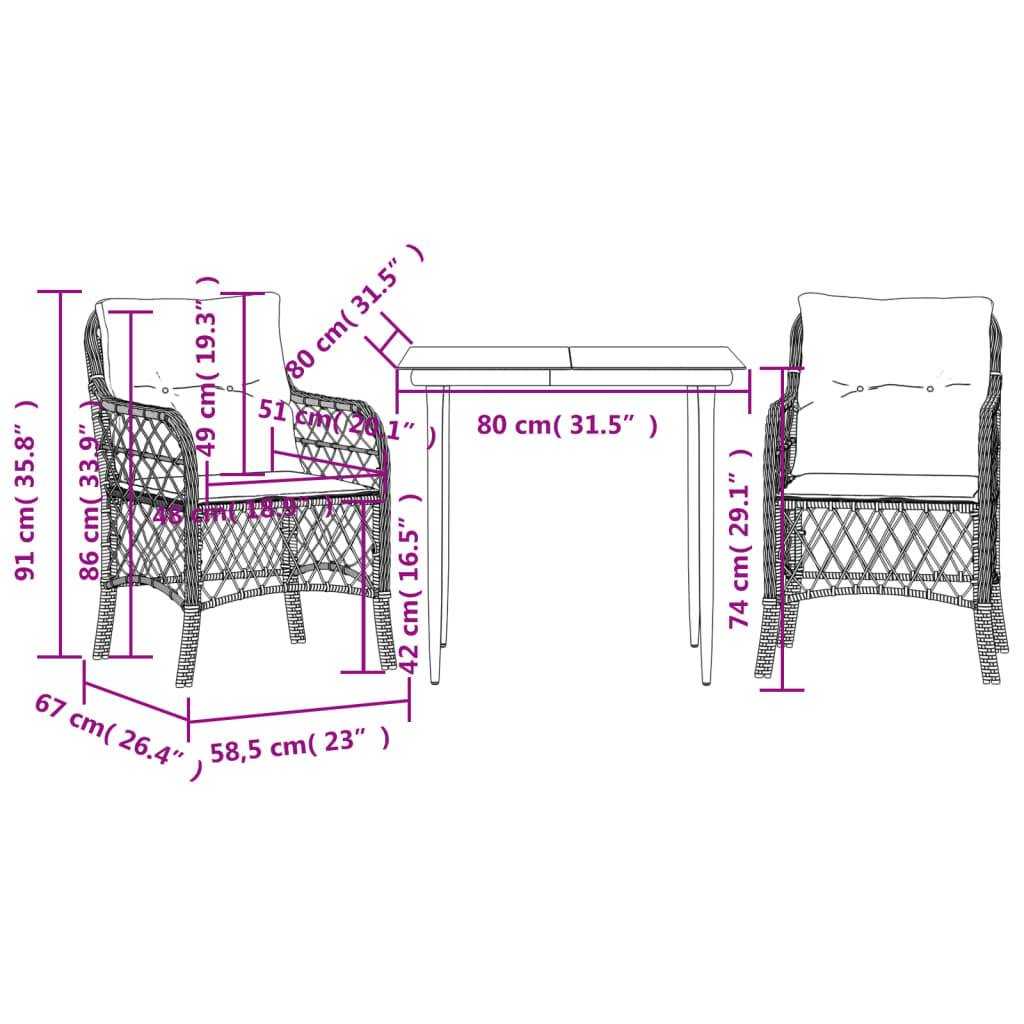 Petit Salon de Jardin 2 Personnes en Résine Tressée Noire Coussins Noirs – ComfortXL Outdoor Living - Image 7