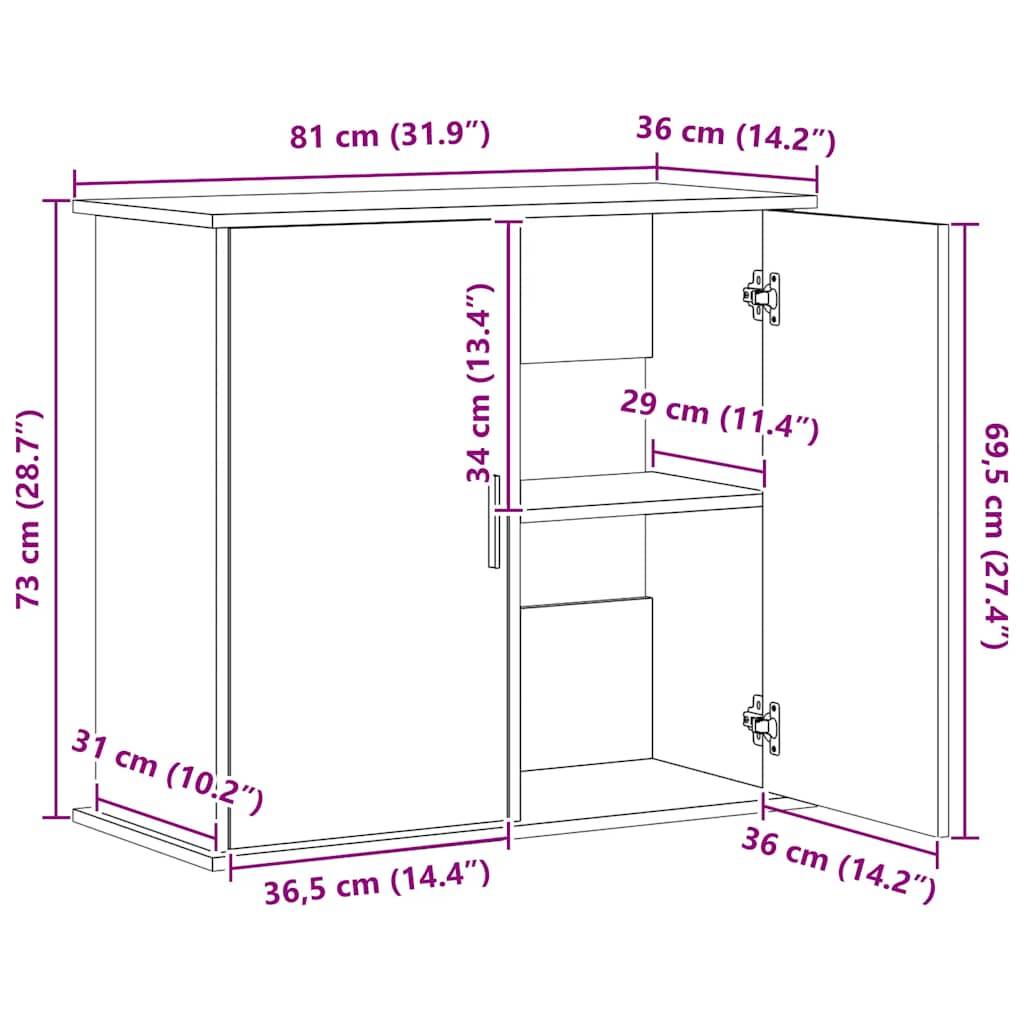 Meuble Aquarium Compact Bois d'ingénierie avec Portes de Rangement 81x36x73 cm Blanc - ComfortXL Outdoor Living - Image 5