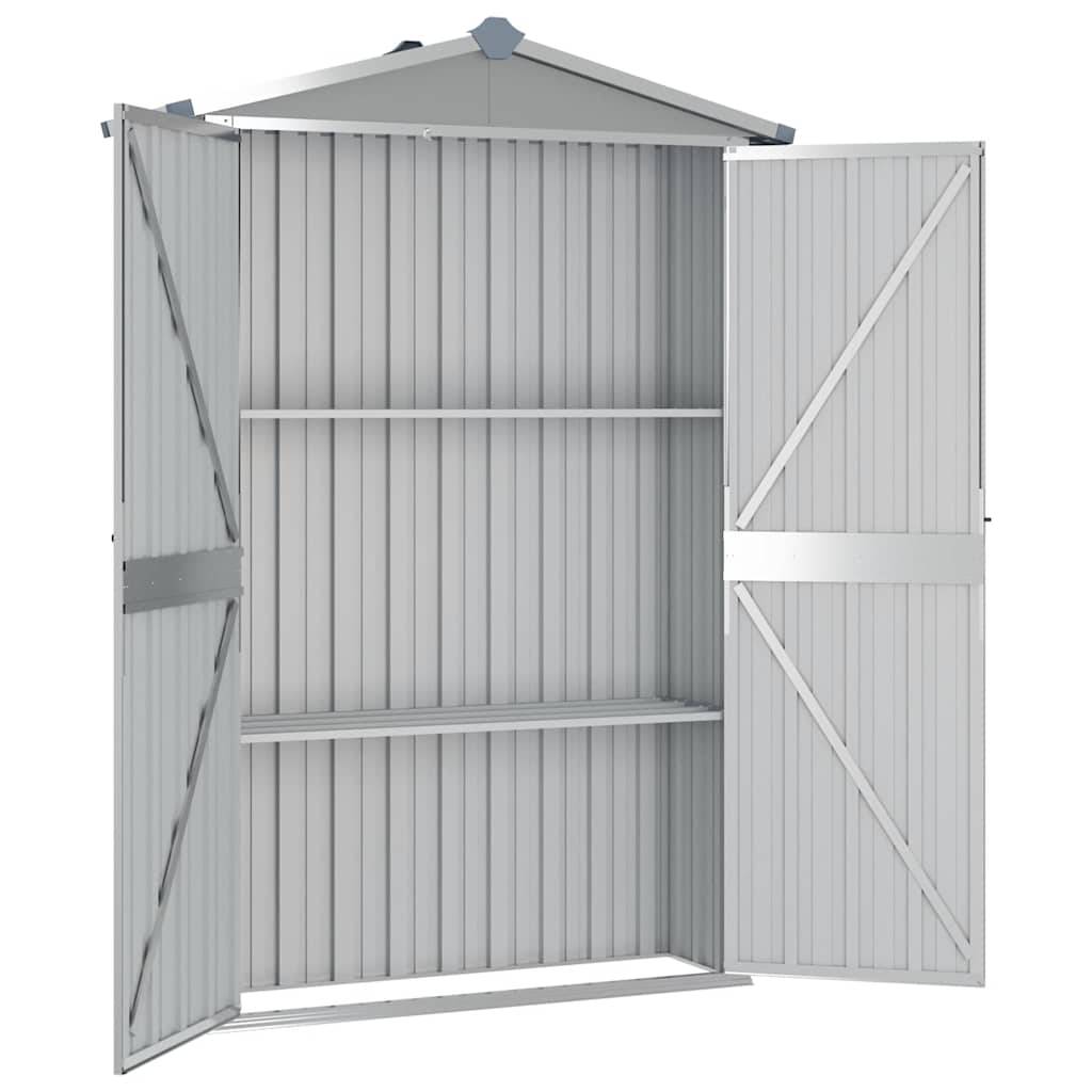 PANGIVO - Abri de jardin avec double porte et étagères - Acier galvanisé - Gris 116x45x175 cm - Surface au sol 0,52m² - PANGIVO - Image 6