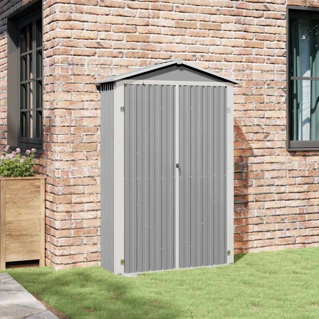 PANGIVO - Abri de jardin avec double porte et étagères - Acier galvanisé - Gris 116x45x175 cm - Surface au sol 0,52m² - PANGIVO - Image 3