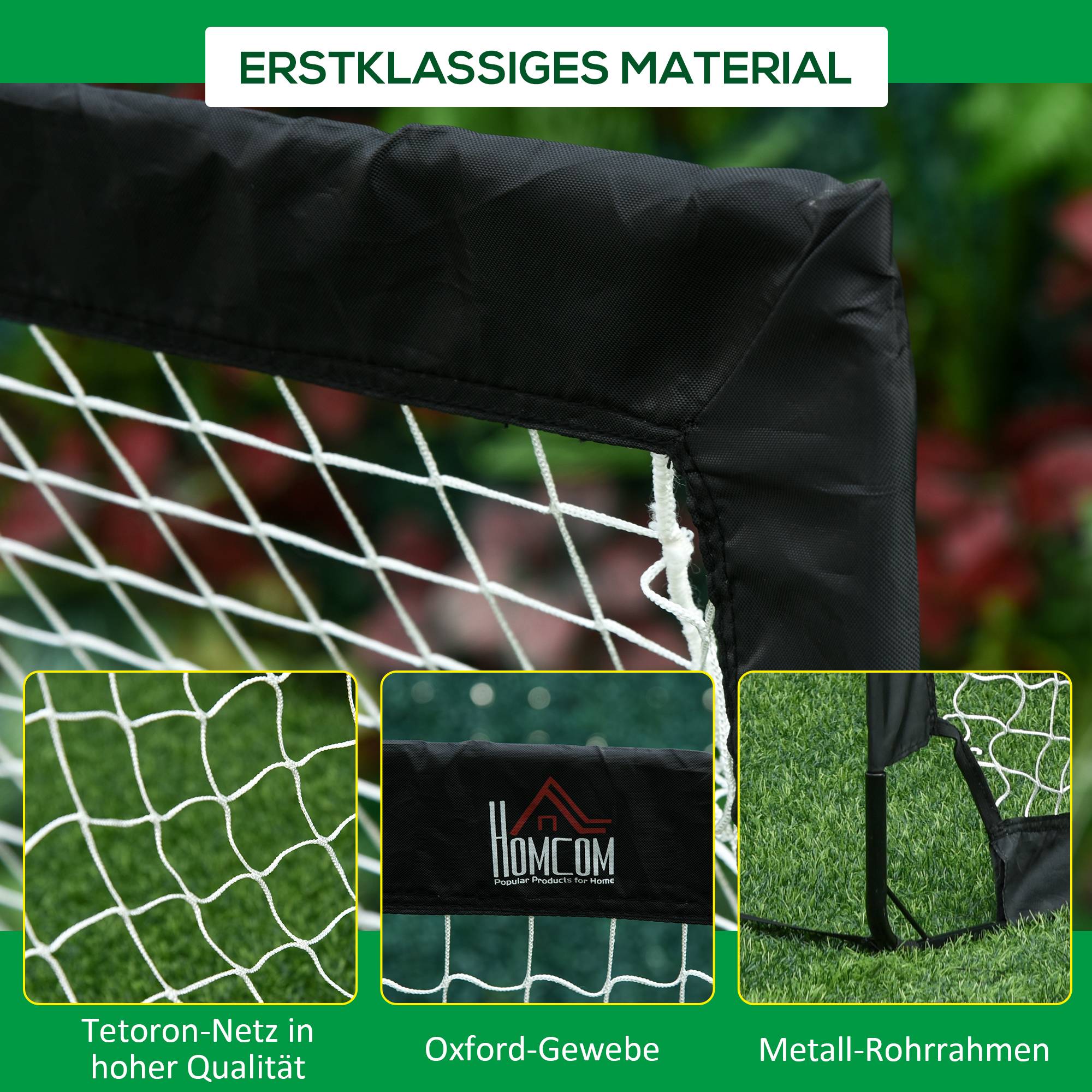 Lot de 2 buts de football pliables 183x90x90 cm, résistants aux intempéries avec sac de transport, noir - Image 8