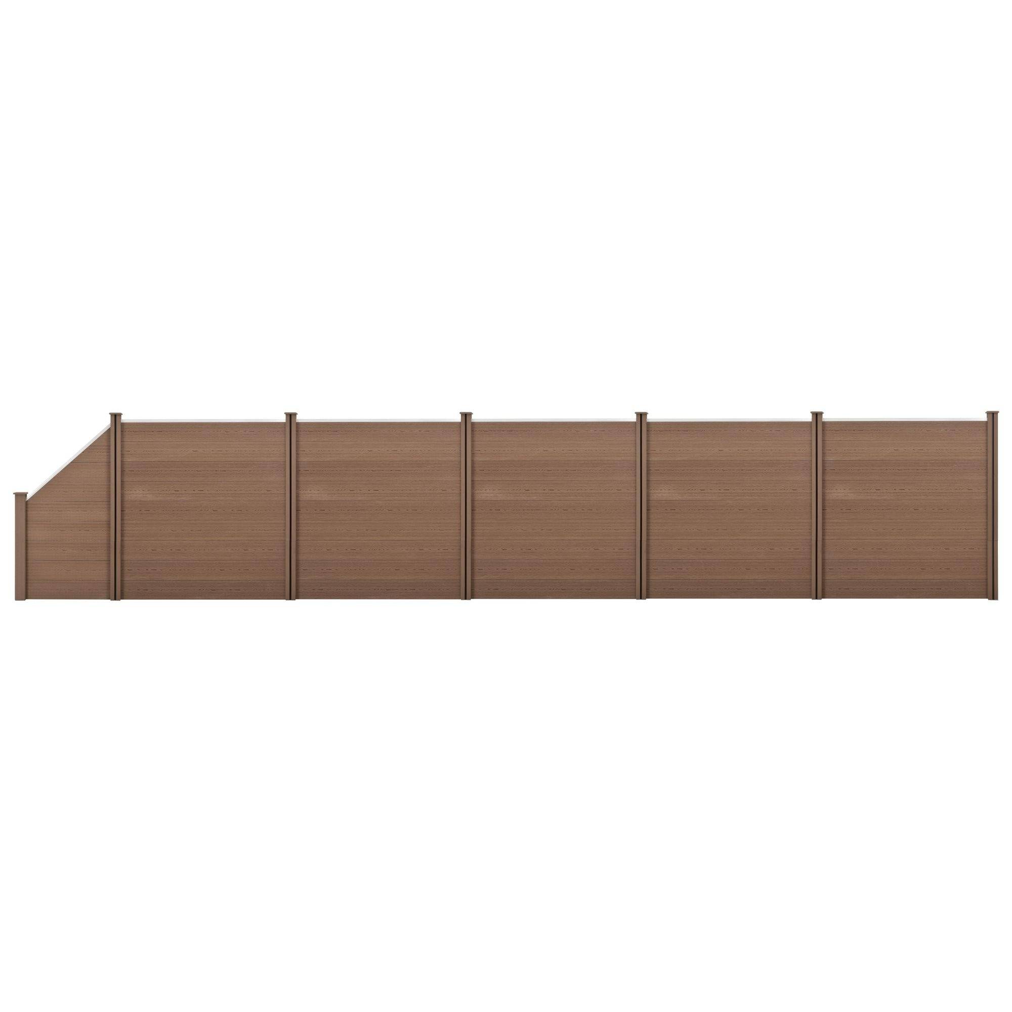 Helloshop26 - Clôture brise vue brise vent bois composite (WPC) quadratique et oblique brun 183 x 973 cm - Imagen 1