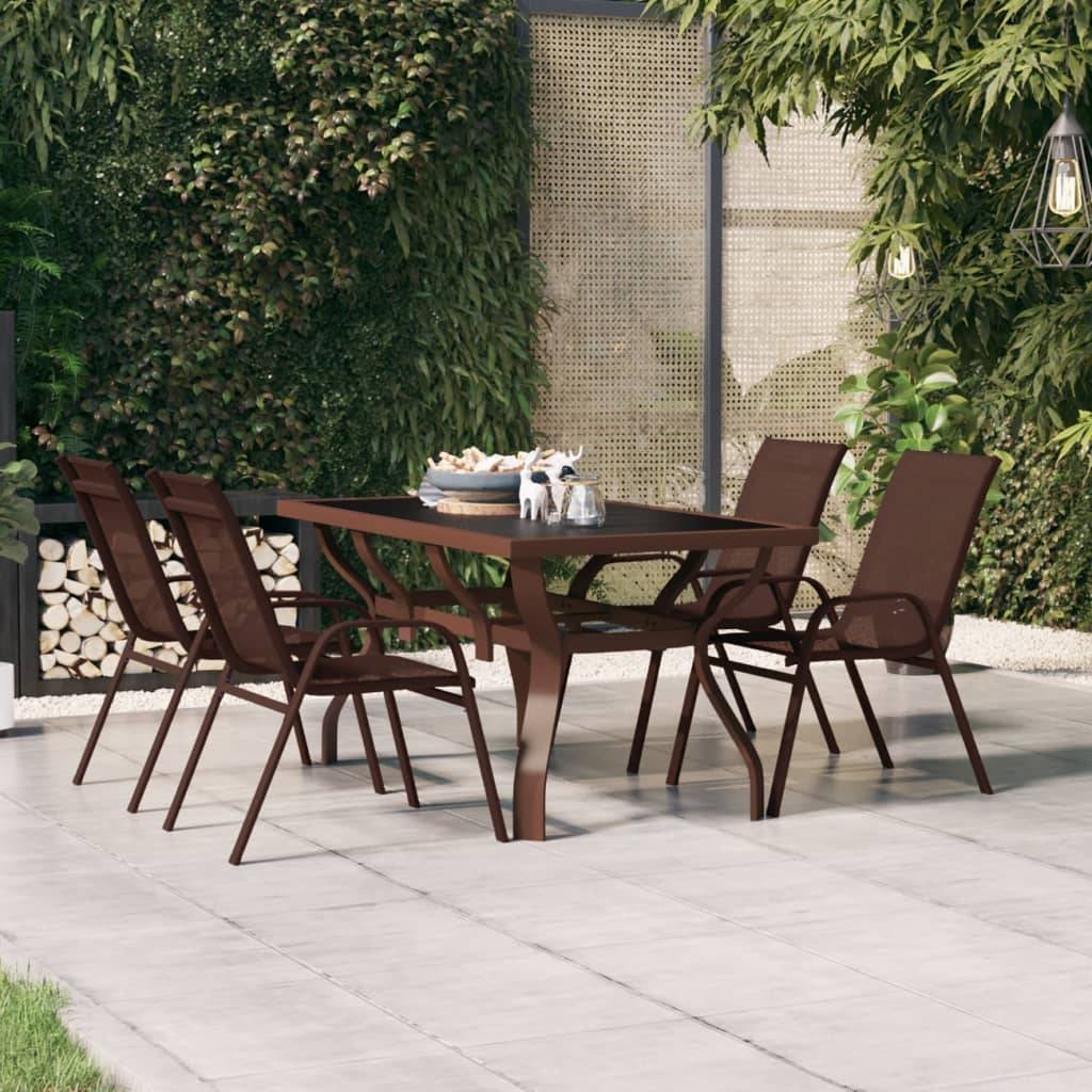 PANGIVO - Table de jardin acier et verre marron et noir 140 x 70 x 70 cm - PANGIVO - Image 1