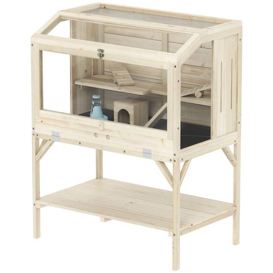 Cage hamster bois naturel 84 x 53 x 110 cm - PANGIVO - Image 2