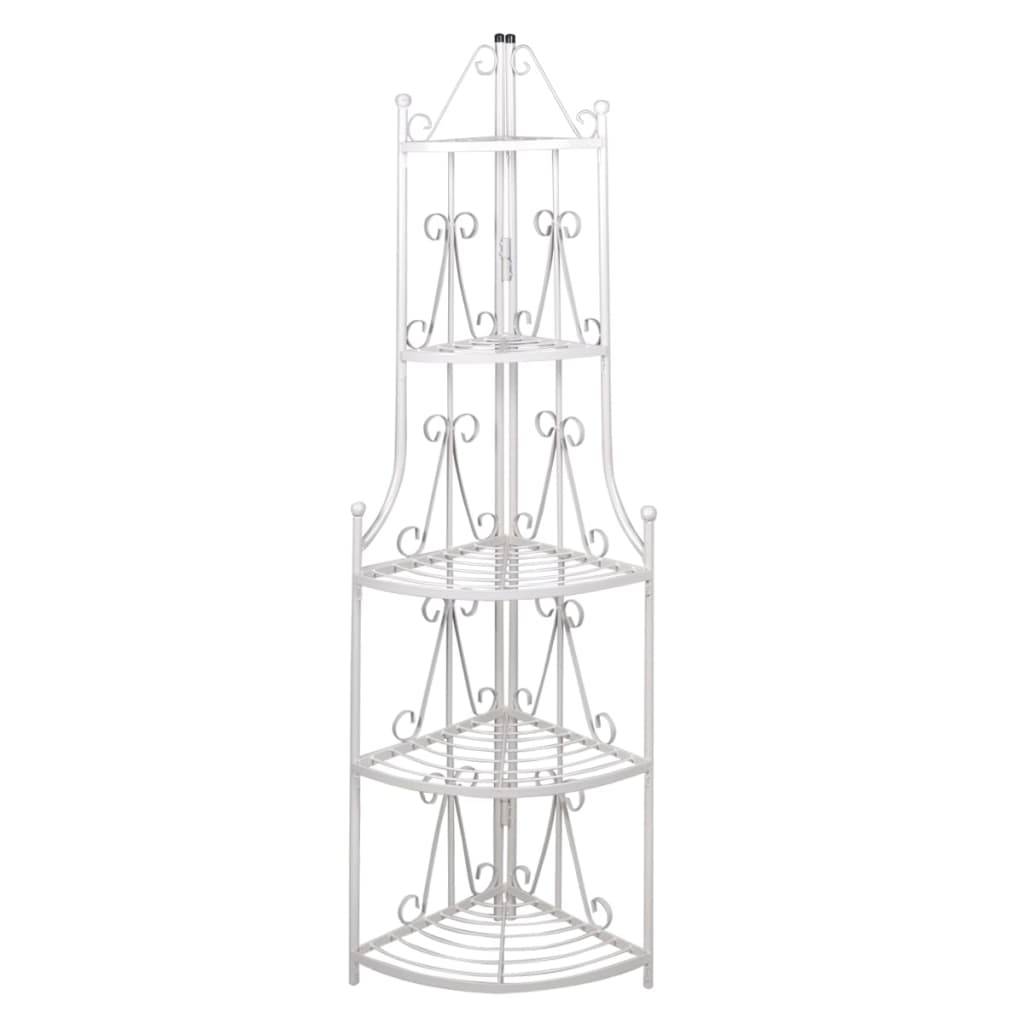 ComfortXL - Étagère d’Angle Fleurie Acier Blanc Motifs Rosiers 5 Plateaux Style Élégant pour Salon ou Jardin 160 cm – ComfortXL Outdoor Living - Image 1