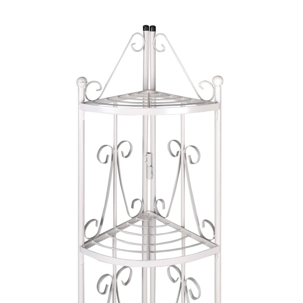 ComfortXL - Étagère d’Angle Fleurie Acier Blanc Motifs Rosiers 5 Plateaux Style Élégant pour Salon ou Jardin 160 cm – ComfortXL Outdoor Living - Image 3