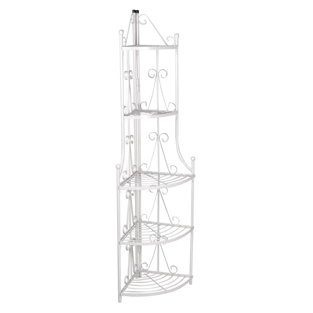 ComfortXL - Étagère d’Angle Fleurie Acier Blanc Motifs Rosiers 5 Plateaux Style Élégant pour Salon ou Jardin 160 cm – ComfortXL Outdoor Living - Image 2