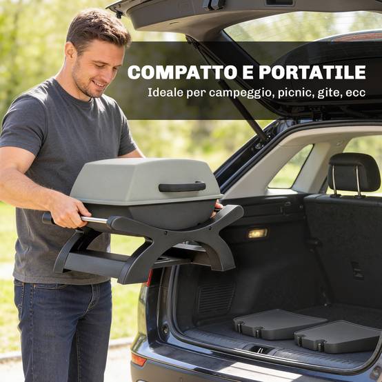 Barbecue électrique 2300W portable de table étagères latérales, noir - Image 7