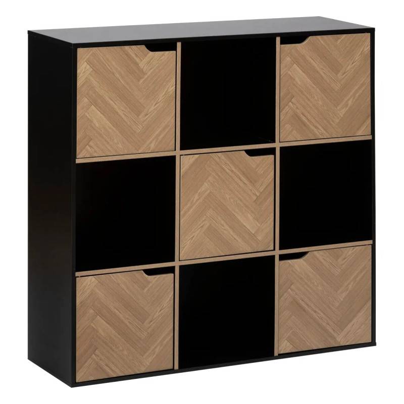 Etagère 9 cases 5 portes Chevrons noir 5five - Image 1