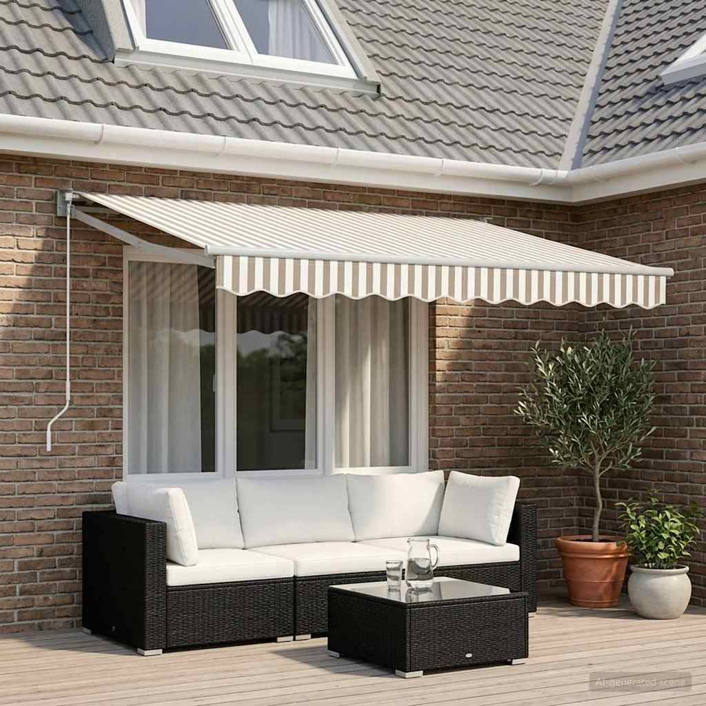 PANGIVO - Auvent rétractable aluminium et polyester gris clair et blanc 300 x 250 cm, 15.58kg - PANGIVO - Image 1