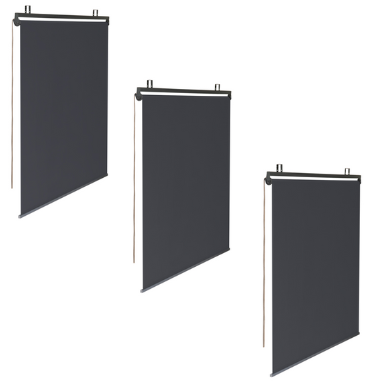 Lot de 3 stores enrouleurs L.124 x H. 225 CM pour pergola gris anthracite - Image 2