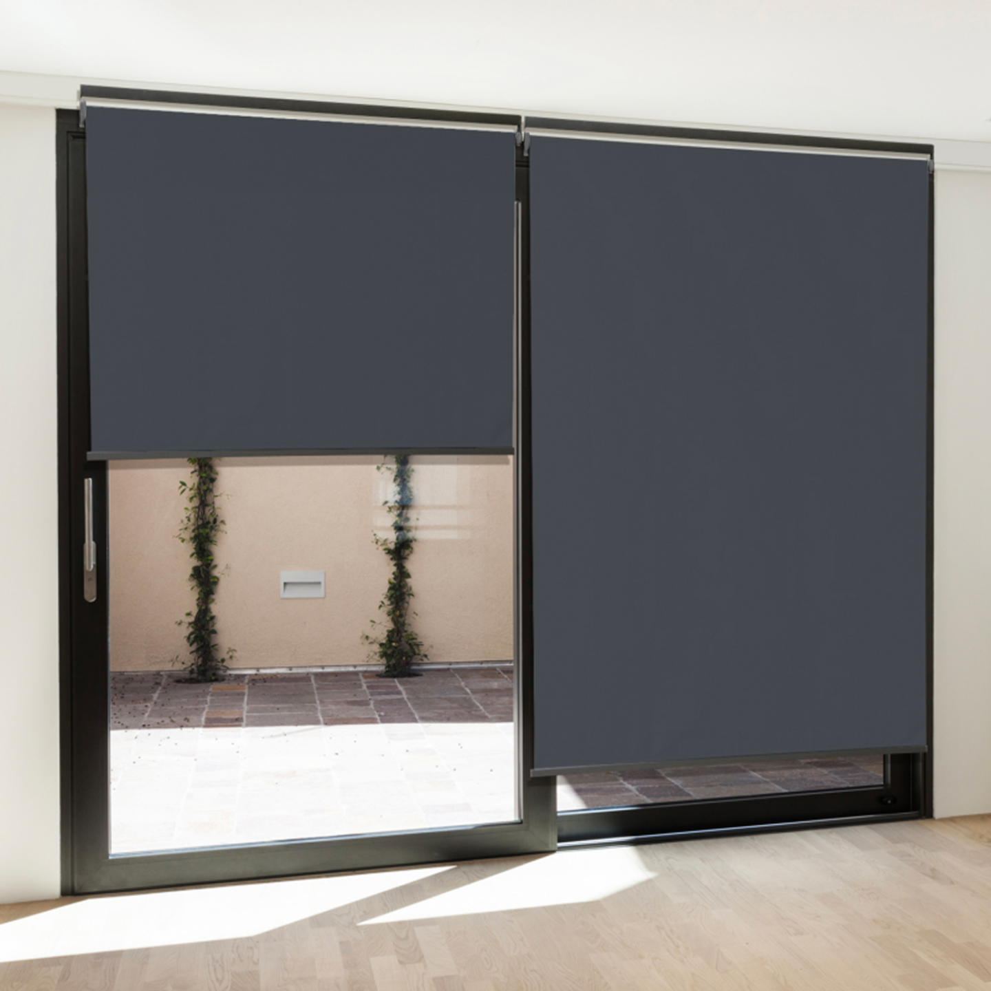 Lot de 3 stores enrouleurs L.124 x H. 225 CM pour pergola gris anthracite - Image 5