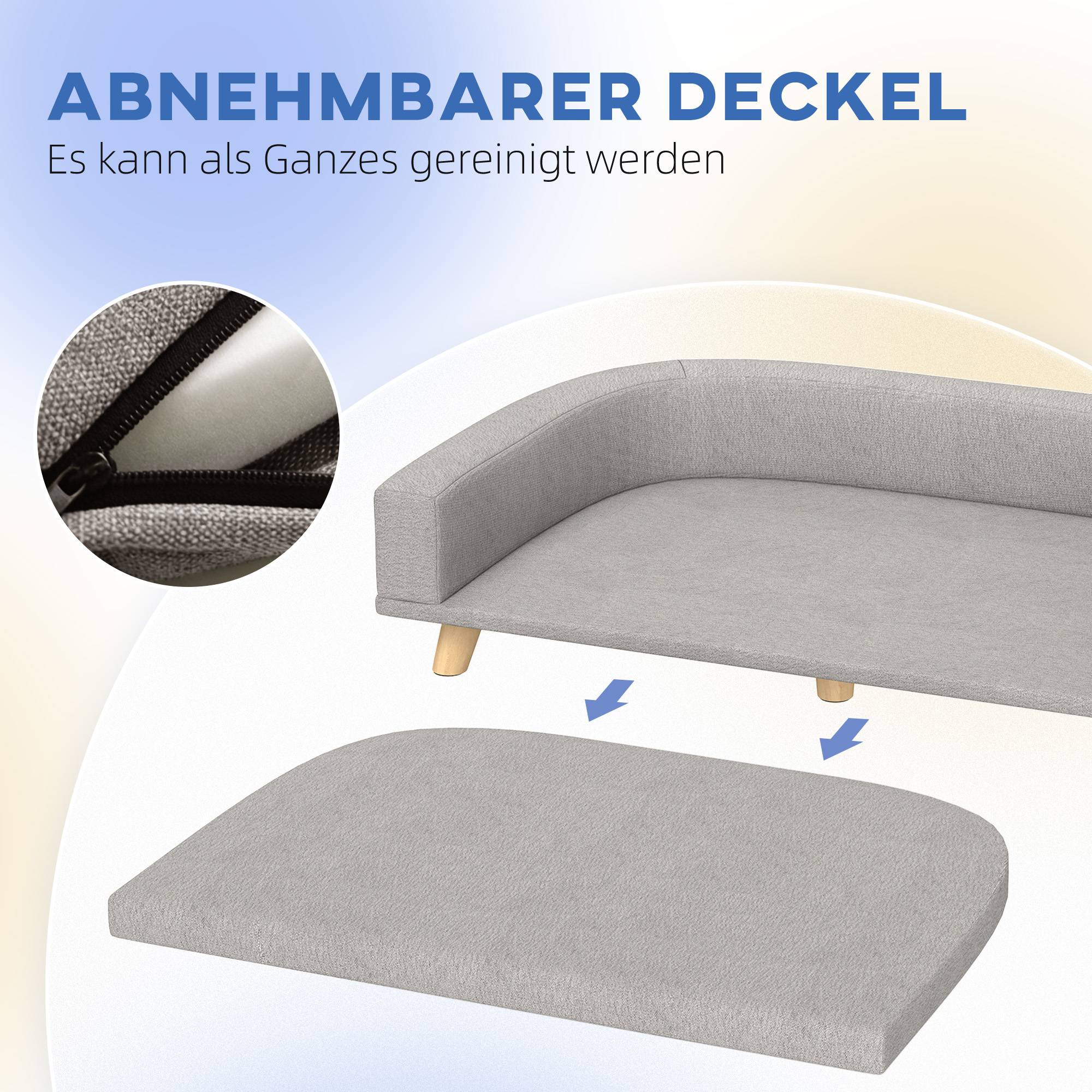 ComfortXL - Canapé pour grand chien polyester MDF 98 x 67 x 25 cm gris coussin amovible couchage surélevé jusqu’à 30 kg - Image 5