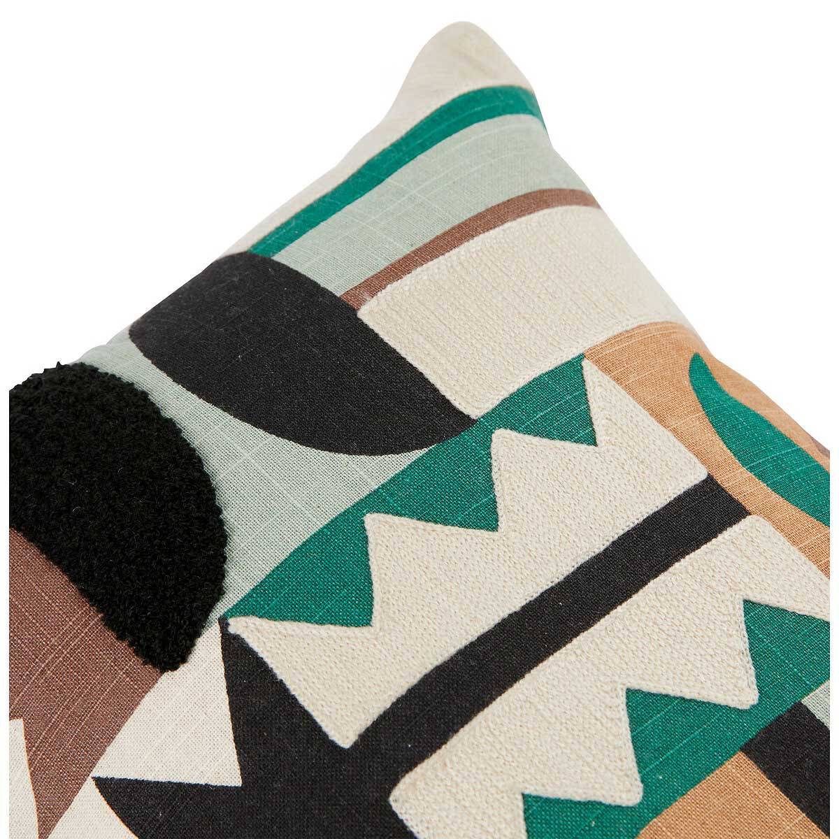 Coussin Brodé Imprimé "Malakite" 30x50cm Vert - Image 4