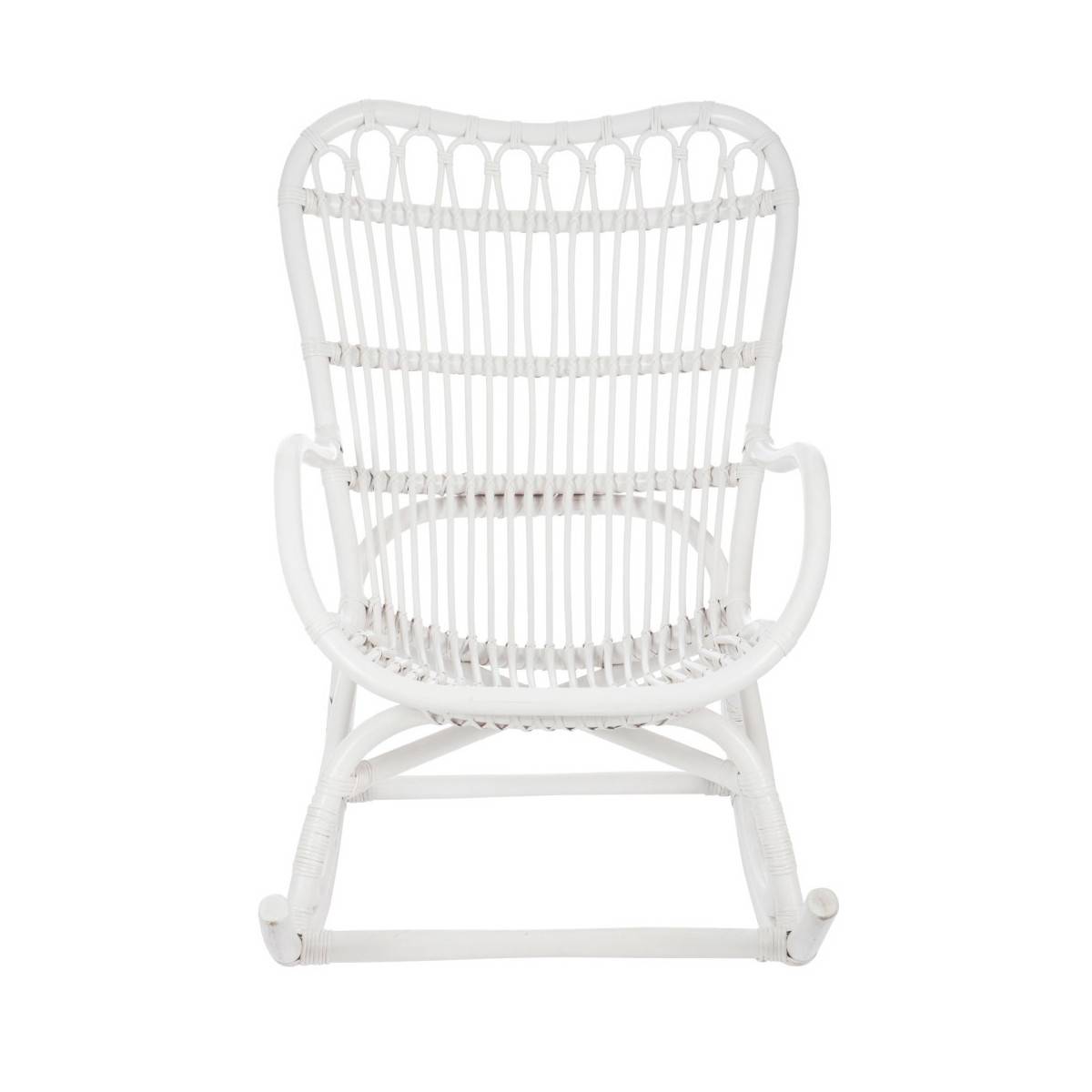 J-Line - Fauteuil à Bascule en Rotin "Washington" 93cm Blanc - Image 2