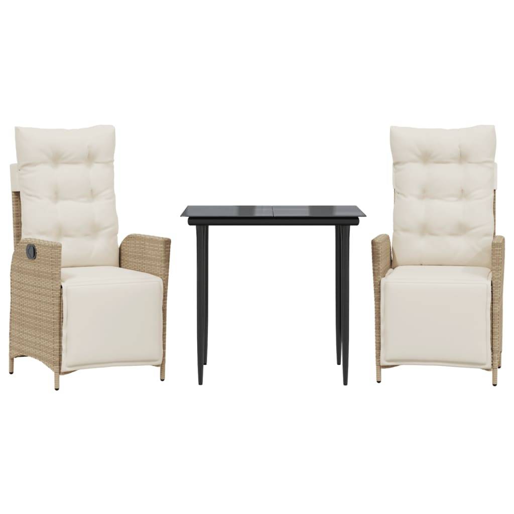 Salon de Jardin 2 Personnes Beige avec Fauteuils Multi-Positions et Coussins Crème – ComfortXL Outdoor Living - Image 2
