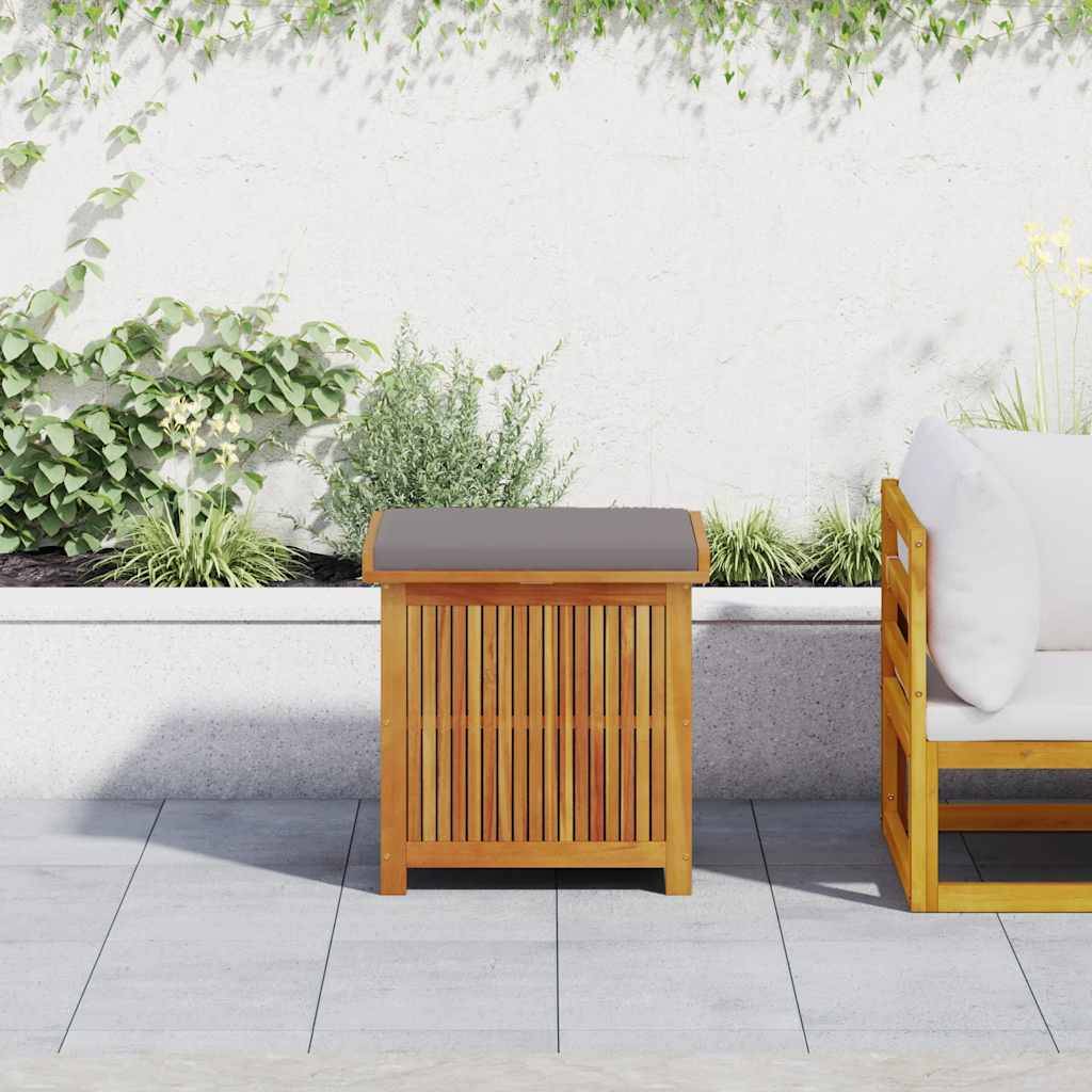 ComfortXL - Petit Banc Coffre Extérieur Bois d'Acacia avec Coussin Gris Foncé pour Balcon Étanche Brun 60x50x61 cm – ComfortXL Outdoor Living - Image 3