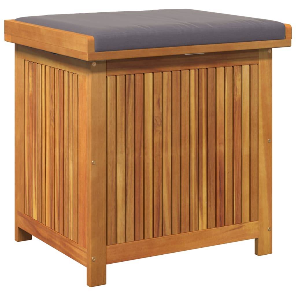 ComfortXL - Petit Banc Coffre Extérieur Bois d'Acacia avec Coussin Gris Foncé pour Balcon Étanche Brun 60x50x61 cm – ComfortXL Outdoor Living - Image 2