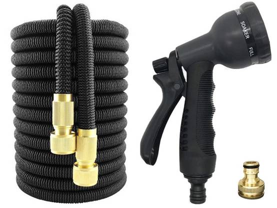 Tuyau d'arrosage extensible de 30 m avec connecteurs et crochet pour pistolet - Image 3