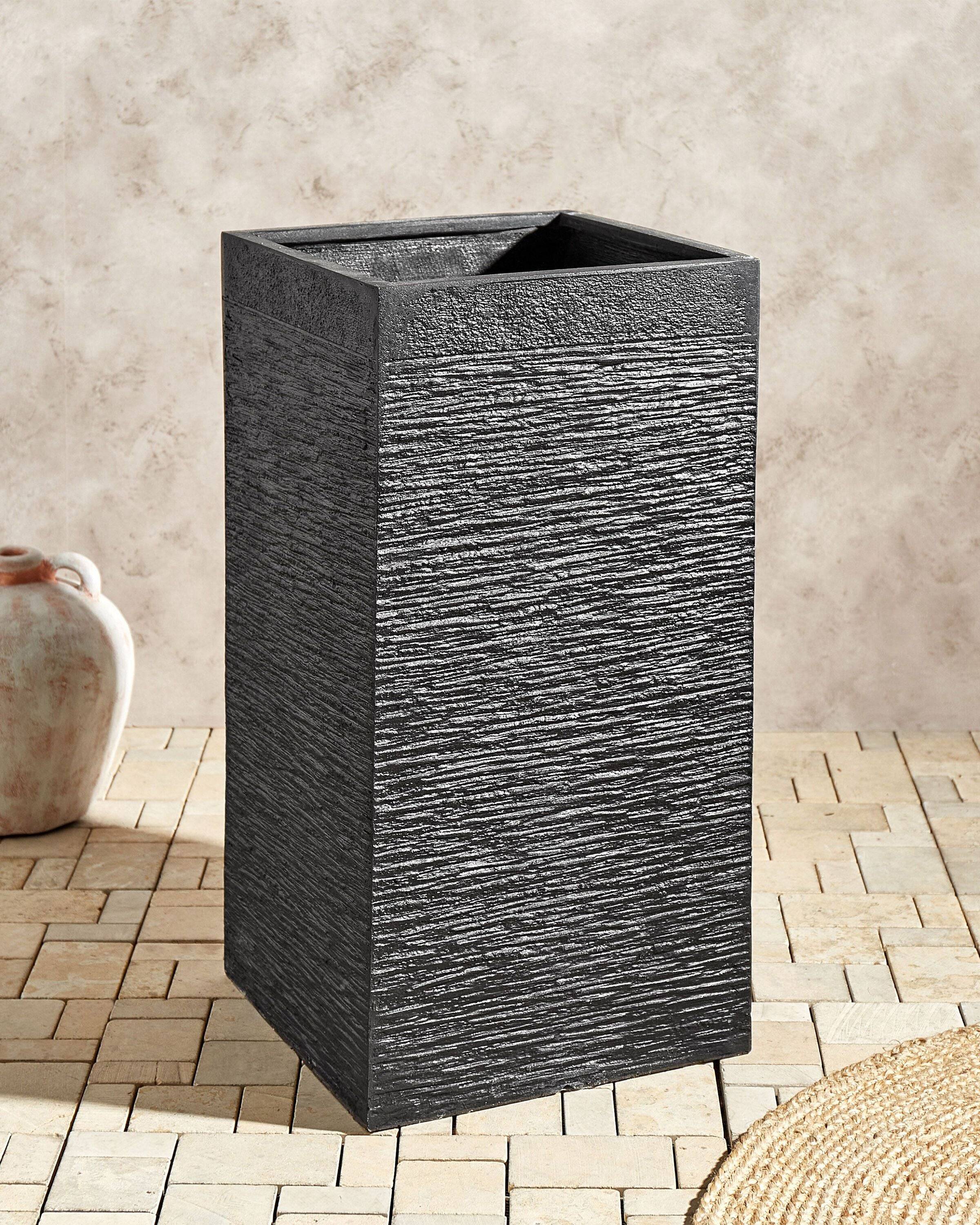 Beliani - Cache-pot d'extérieur Fibre d'argile Noir DION - 40x40x77- Beliani - Imagen 1