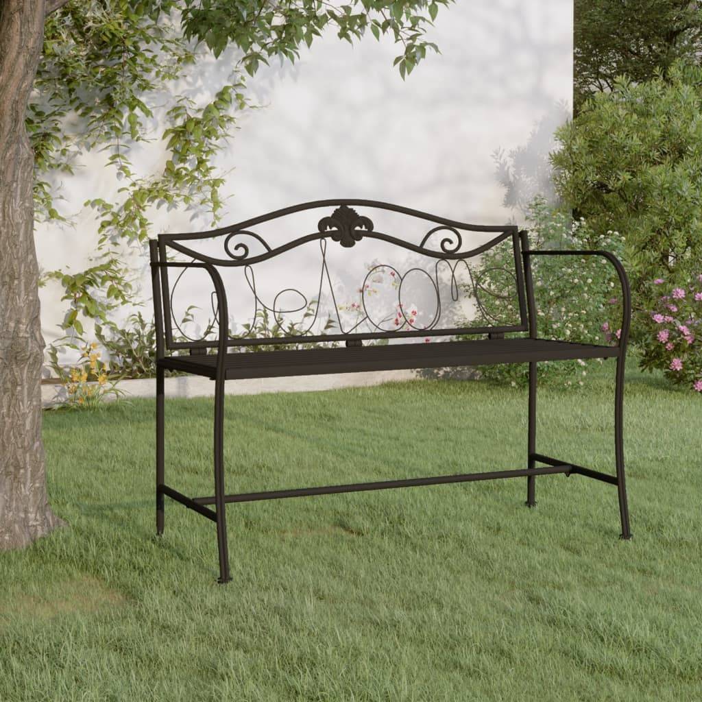 Maison Chic - Banc de jardin - Banc d'extérieur - Banquette 2 places 104 cm Noir Acier - Imagen 2