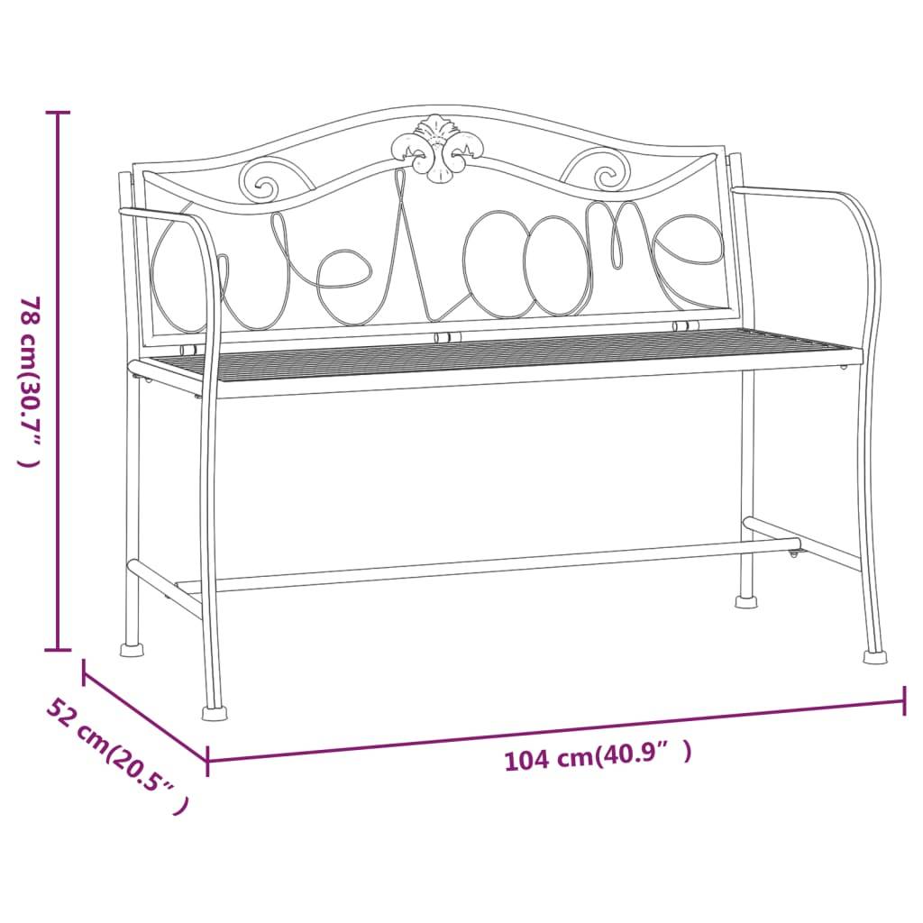Maison Chic - Banc de jardin - Banc d'extérieur - Banquette 2 places 104 cm Noir Acier - Imagen 7
