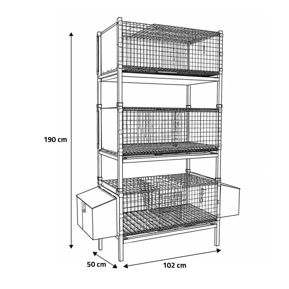 Kit complet 3 cages d'élevage lapin 102 X 50 X 190 cm - Image 5