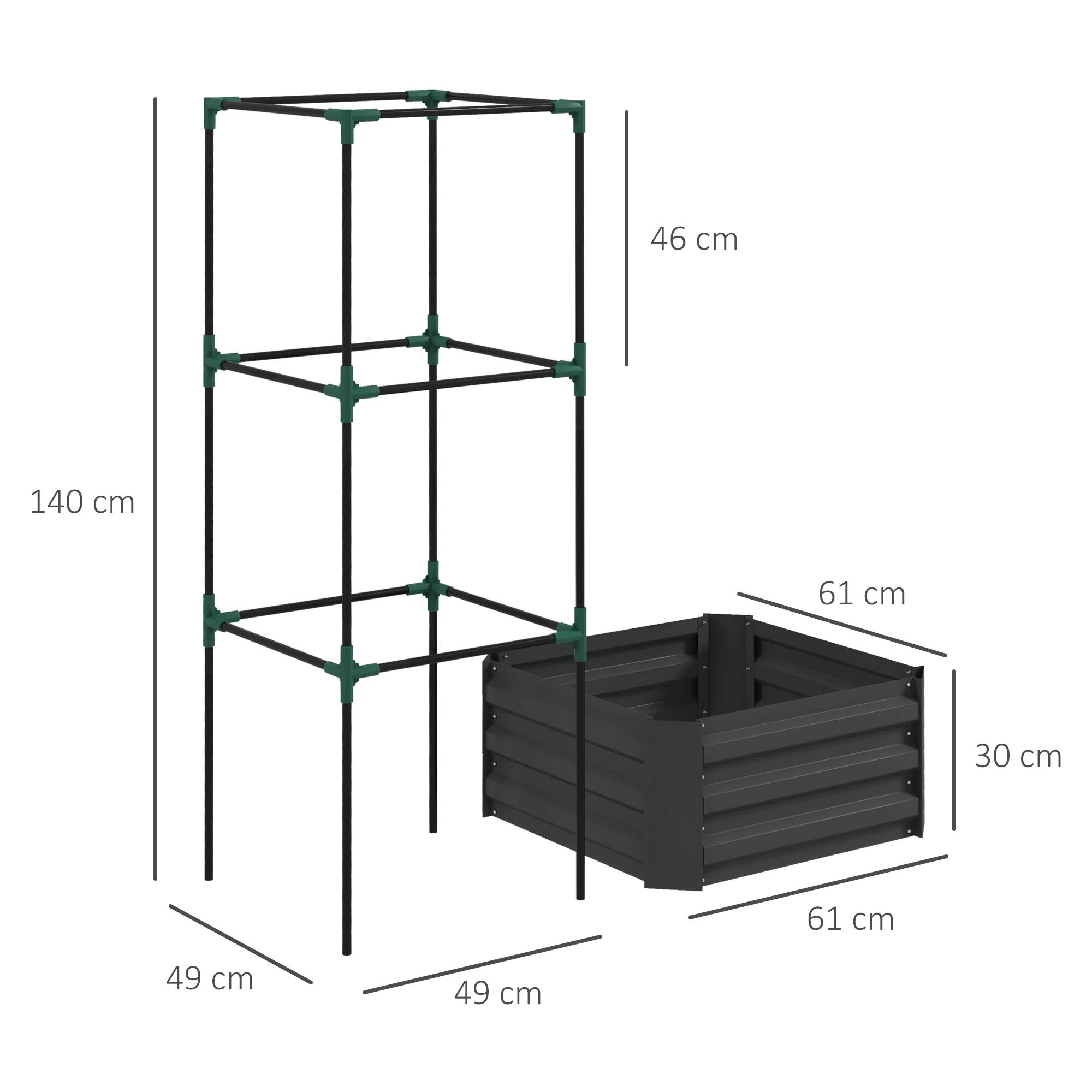 ComfortXL - Carré potager acier zingué jardin cage à tomates 61x61x140cm gris - ComfortXL Outdoor Living - Image 5