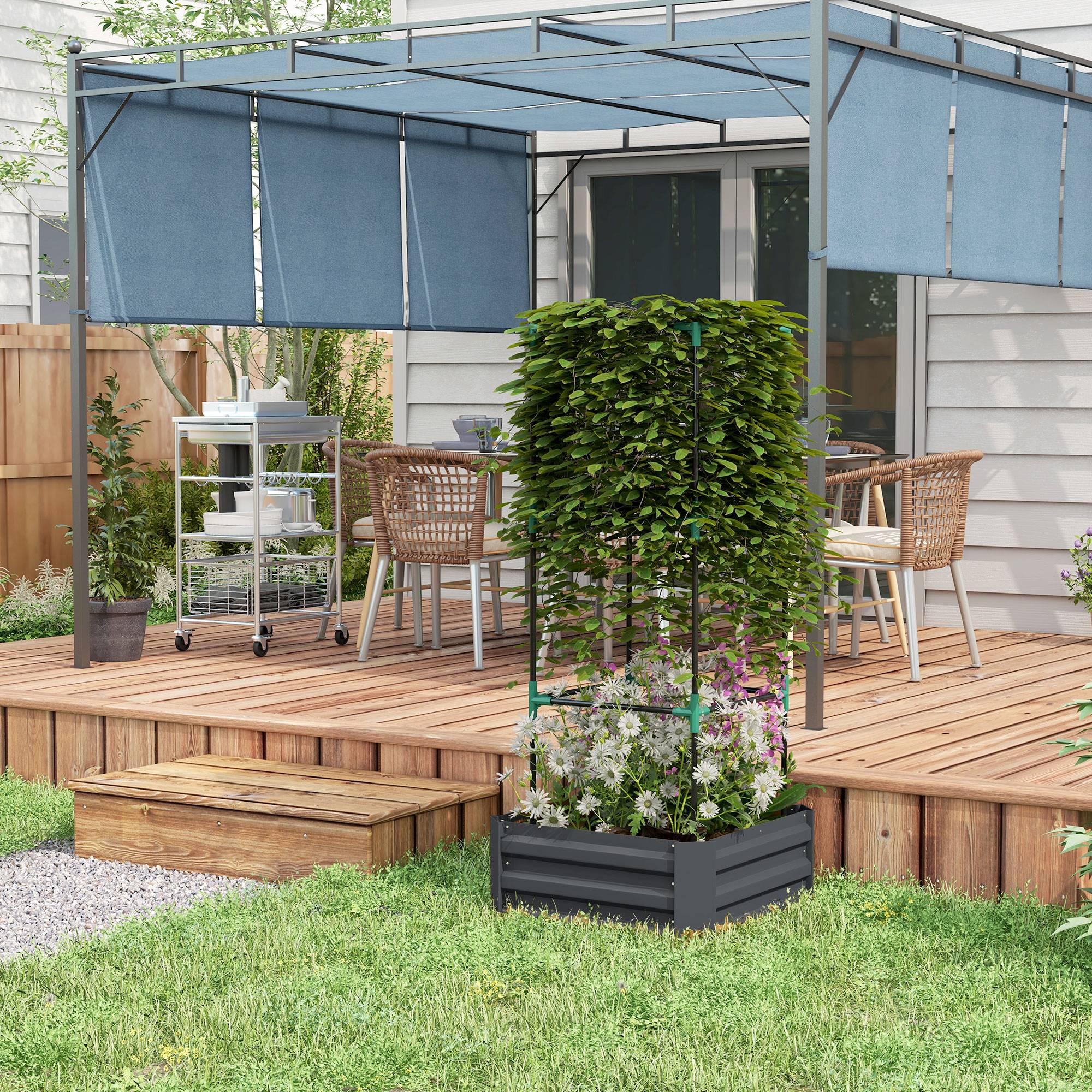 ComfortXL - Carré potager acier zingué jardin cage à tomates 61x61x140cm gris - ComfortXL Outdoor Living - Image 9