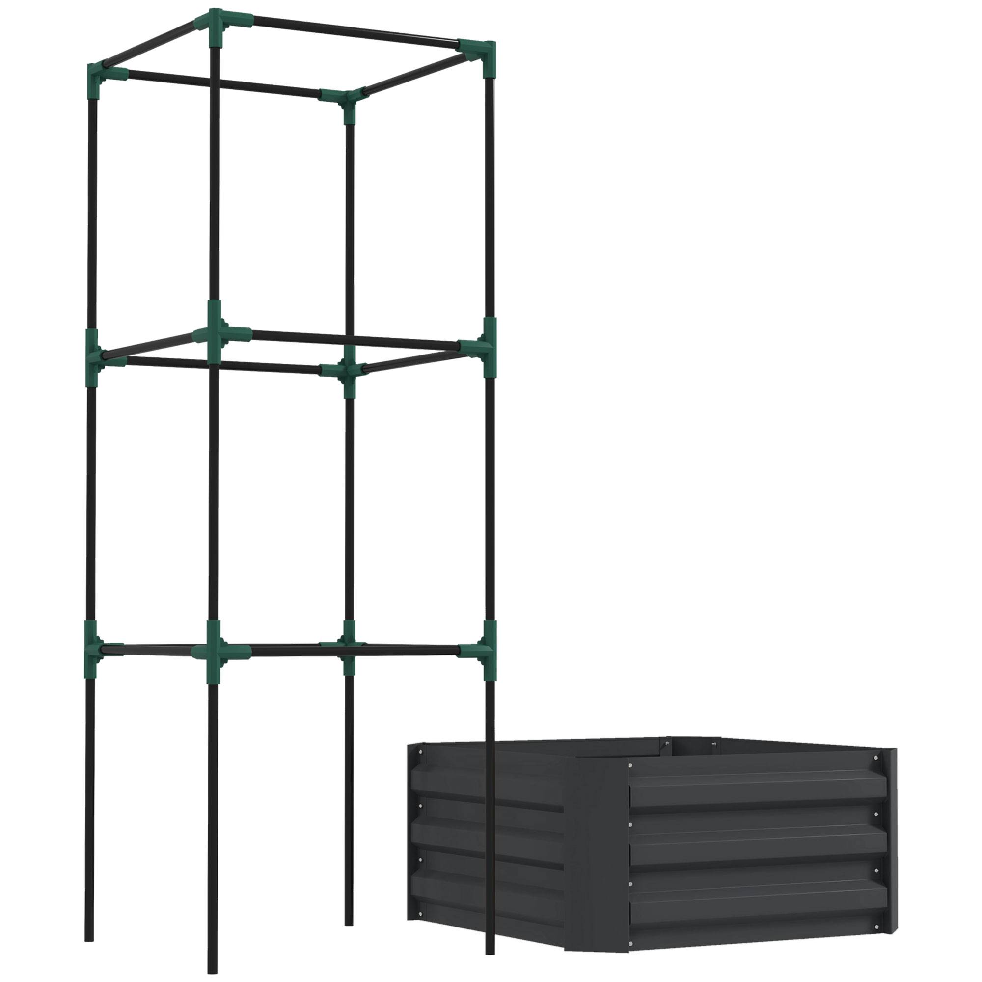 ComfortXL - Carré potager acier zingué jardin cage à tomates 61x61x140cm gris - ComfortXL Outdoor Living - Image 10