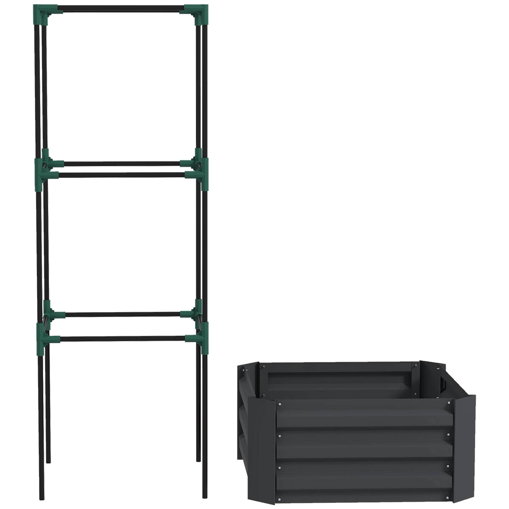 ComfortXL - Carré potager acier zingué jardin cage à tomates 61x61x140cm gris - ComfortXL Outdoor Living - Image 2