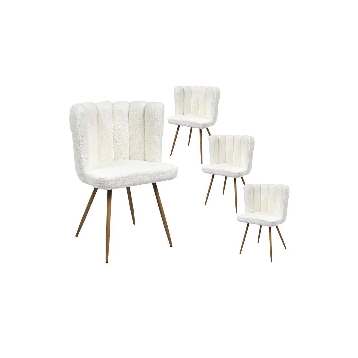 ALTOBUY - Lot de 4 Fauteuils Blanc Tissu Bouclettes - FJARD - Image 2