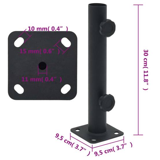 ComfortXL - Support de Mât Parasol Acier Base de Fixation au Sol pour Terrasse Balcon Mât Ø32-38mm Noir Mat – ComfortXL Outdoor Living - Image 6