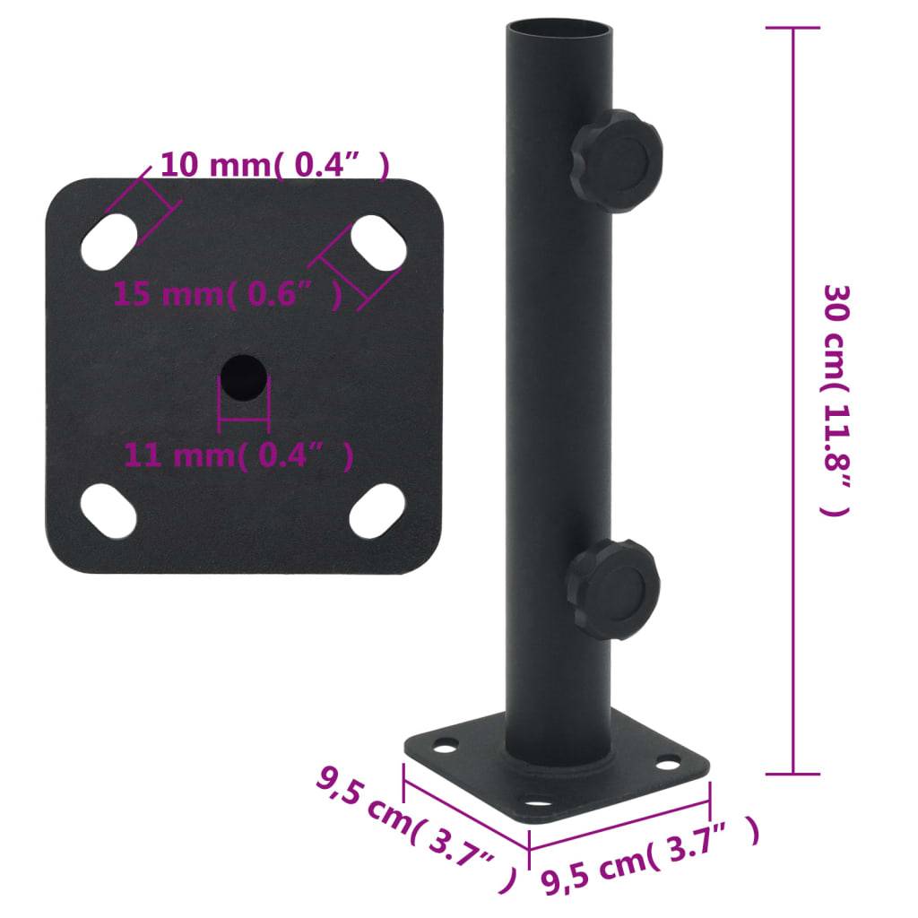 ComfortXL - Support de Mât Parasol Acier Base de Fixation au Sol pour Terrasse Balcon Mât Ø32-38mm Noir Mat – ComfortXL Outdoor Living - Image 6