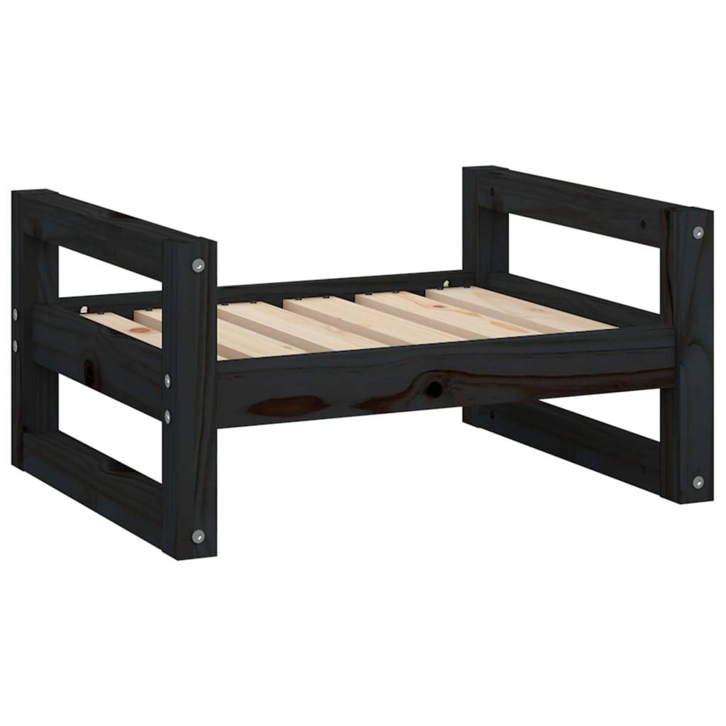 Vidaxl - Lit pour chien Noir 55,5x45,5x28 cm Bois de pin solide vidaXL 821471 - Imagen 2